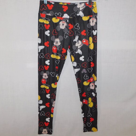 Miss T's Fashion Womens OS Size 2 - 14 Mickey Mouse Print Leggings Black Red - Picture 2 of 8